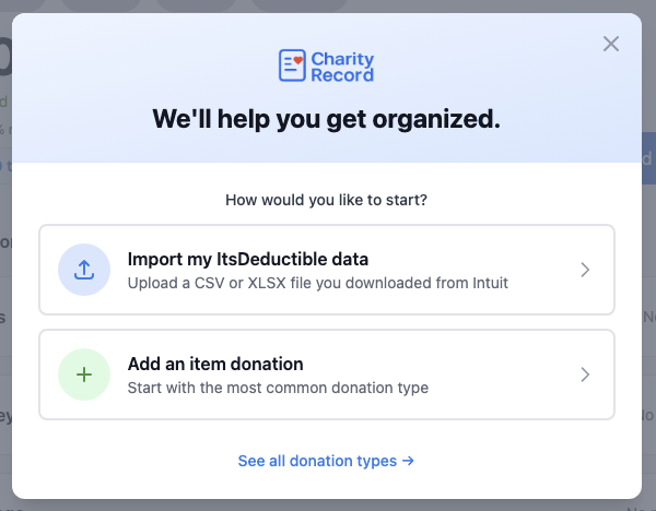 Welcome screen for new users